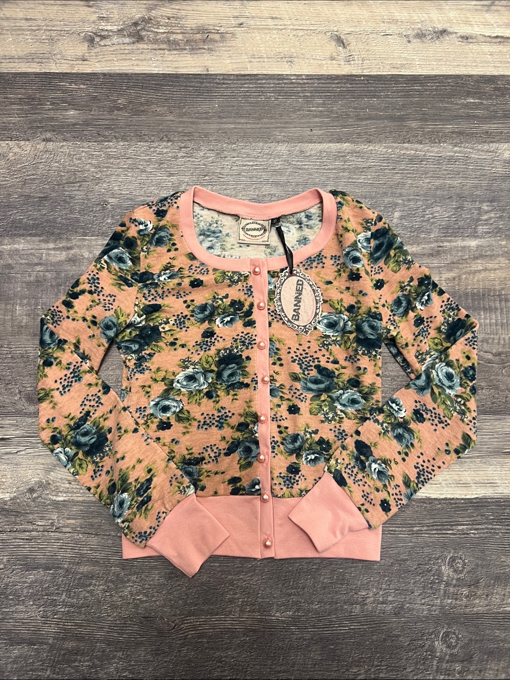 Banned Apparel Pink Floral Button-Front Cardigan